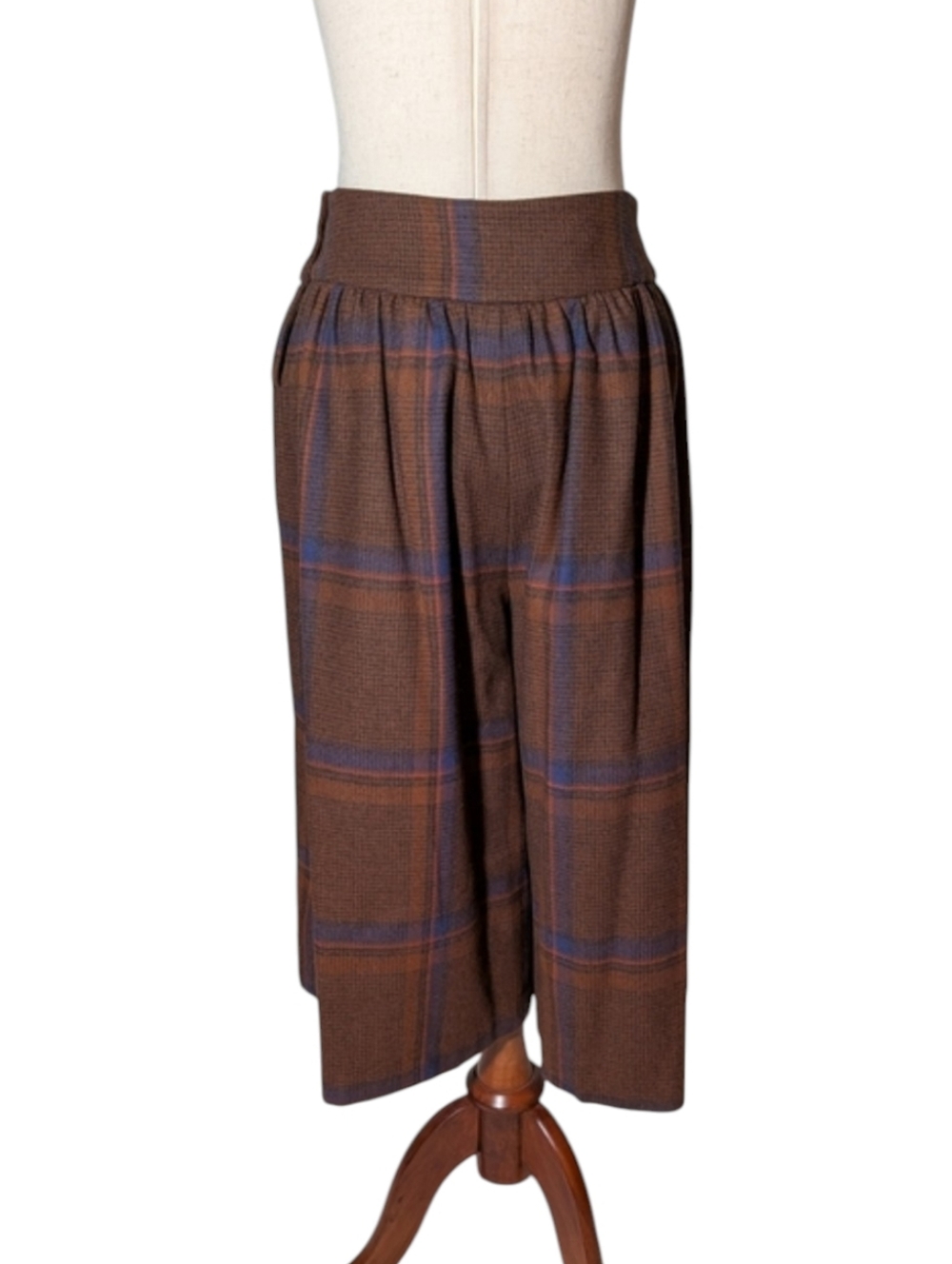 Vintage Liz Claiborne Brown Plaid Skirt with Blue and Pink Accents